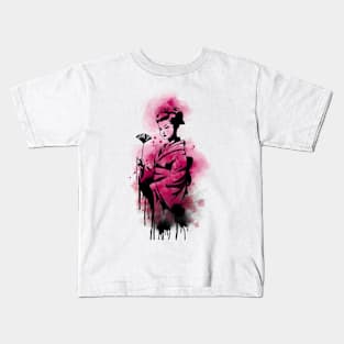 Japanese geisha girl graffiti Kids T-Shirt